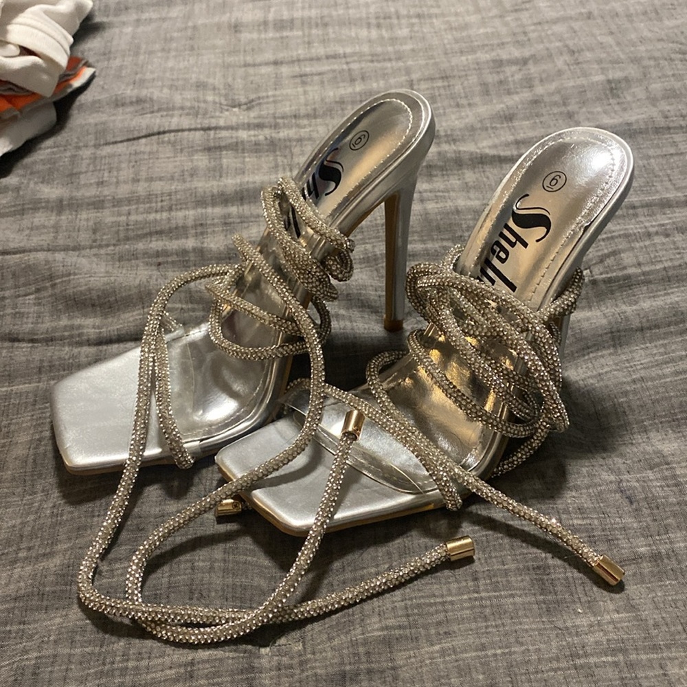 Sandal Heel With Tie Up Bling String - image 5